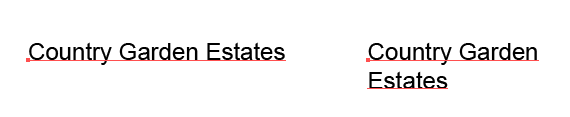 Example result shows added line break based on two words.