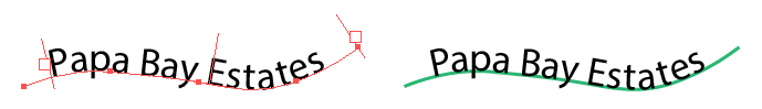 Example result shows a line (green) created from the text on a path.